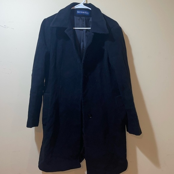 Womens Herman Kay Vintage 90s Black Wool Blend Double Breasted Jacket - Picture 1 of 7
